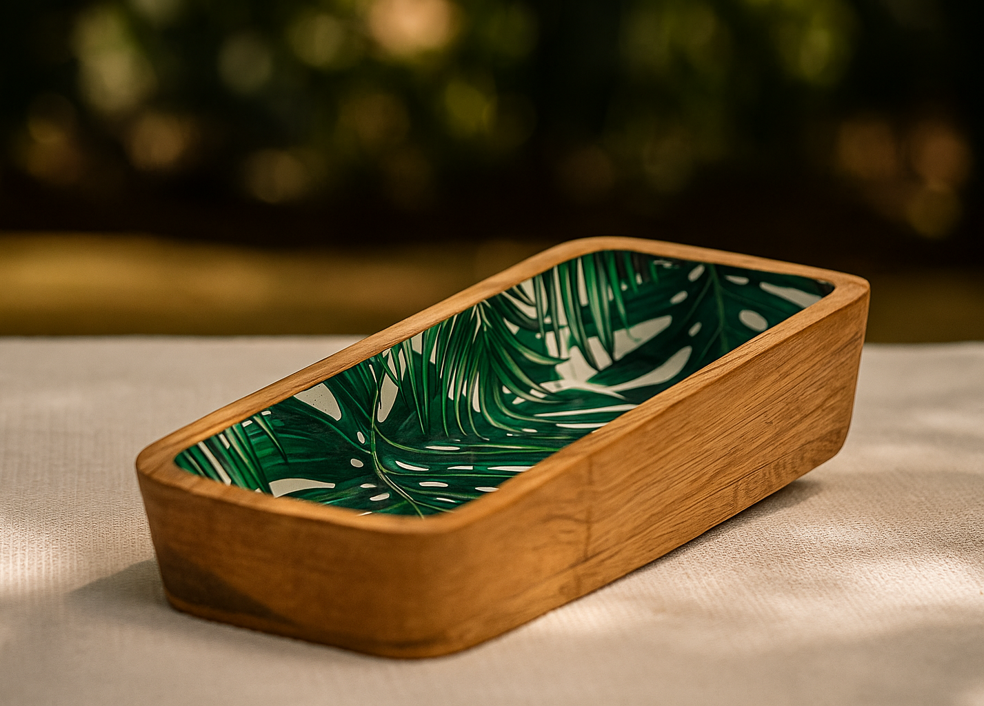 Wooden Rectangle Bowl, size:-8"/ 4"