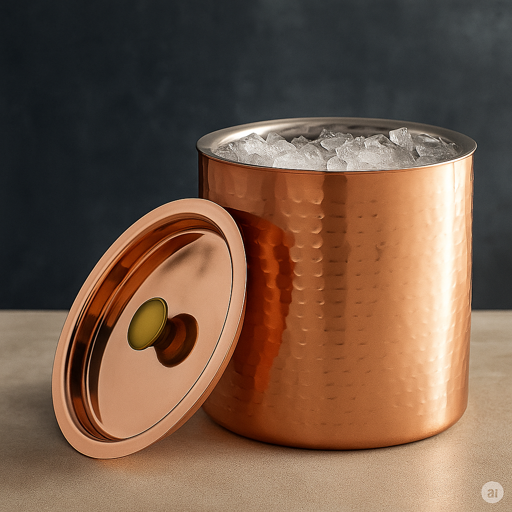 Brass Ice Bucket with cooper finish, size:-7"/ 5"