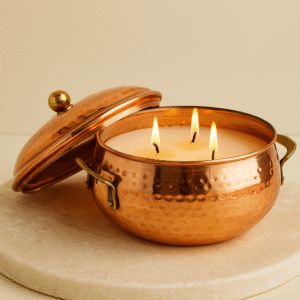 Brass Bowl with lid fill with fragrance wax, Size:-5″