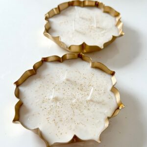 Brass Flower Platters fill with fragrance wax, Size:-12″ & 10″
