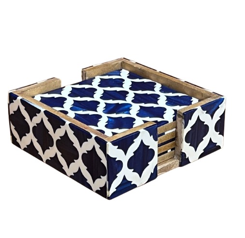 Wooden Square coaster set, Size:-4″/ 4″