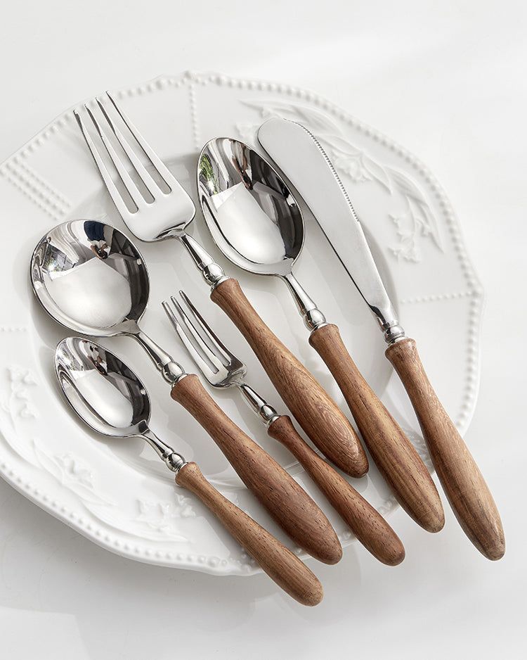 Stainless steel cutlery with wooden handle, Size:-7″