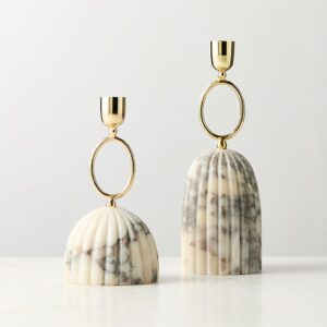 Brass candle holder with resin stand, Size:-12″ & 9″