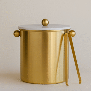 Brass Ice bucket with tong, size:-6"/ 6"