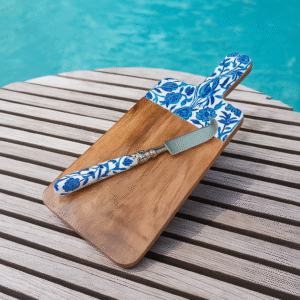 Wooden Platter with cheese knife, Size:-12″/ 5″
