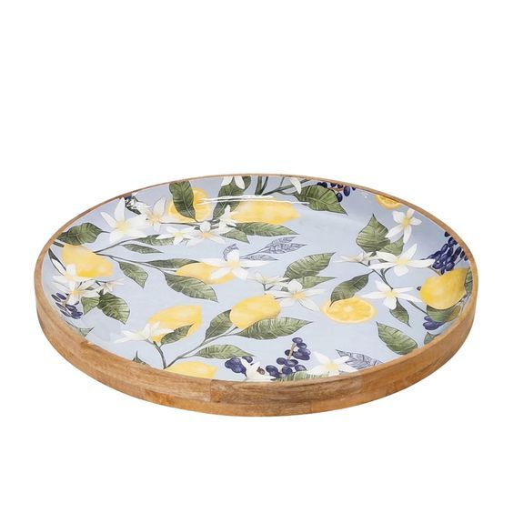 Wooden Round platter with glossy resin coated, Size:-10″