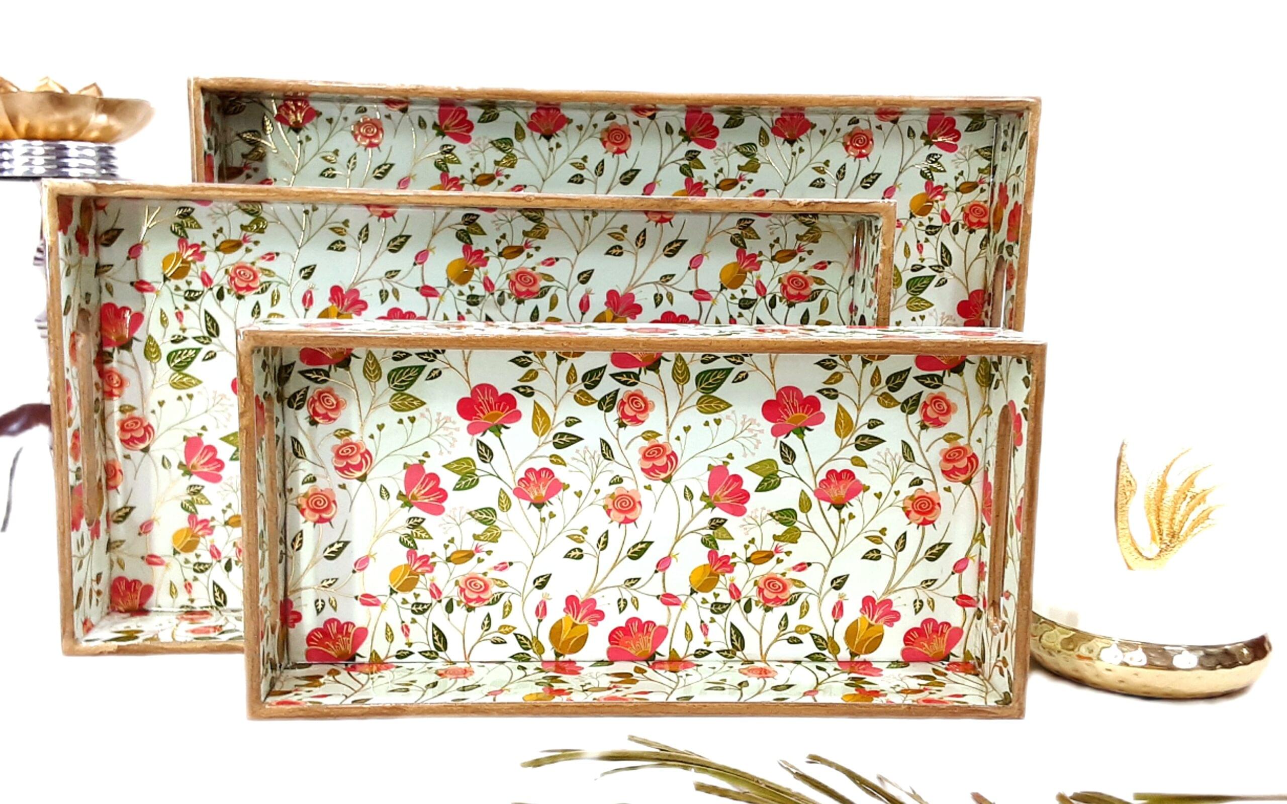 Wooden Rectangle tray set with glossy resin coated, Size:-14″/ 12″ & 12″/ 10″ & 8″/ 6″